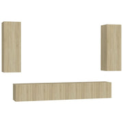 Set di mobili mobile credenza TV televisione soggiorno camera da letto soggiorno 5 pezzi rovere Sonoma multistrato marrone 02_0024969