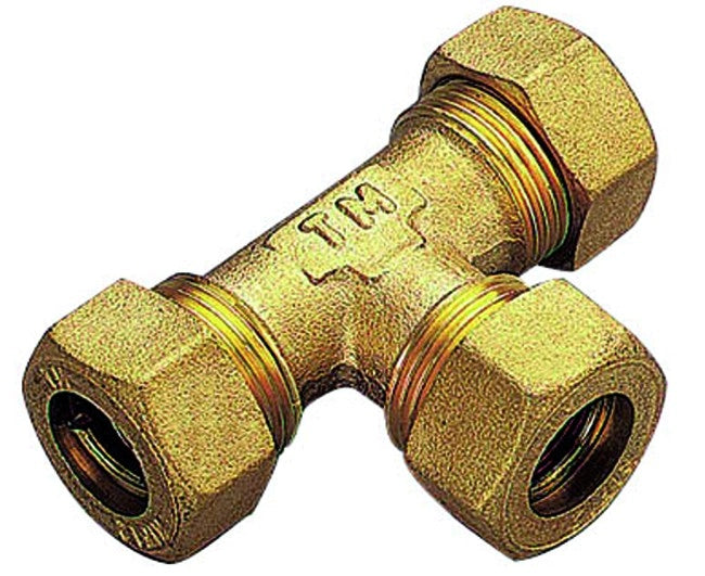 RACCORDO A T INTERMEDIO CON TENUTA O-RING PER TUBO RAME MODELLO 1300 ø22   TIEMME RACCORDERIE SPA