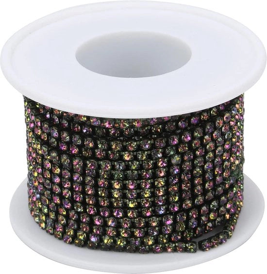 Catenella di cristallo alta densità - Catenella per artigianato DIY con uncino largo - Catenella per decorazione domestica e disegno di abbigliamento - Orecchini - Nero
