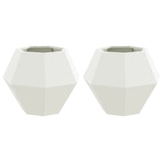 Set di 2 fioriere rettangolari da esterno 50 x 50 x 40 cm acciaio bianco 02_0053121