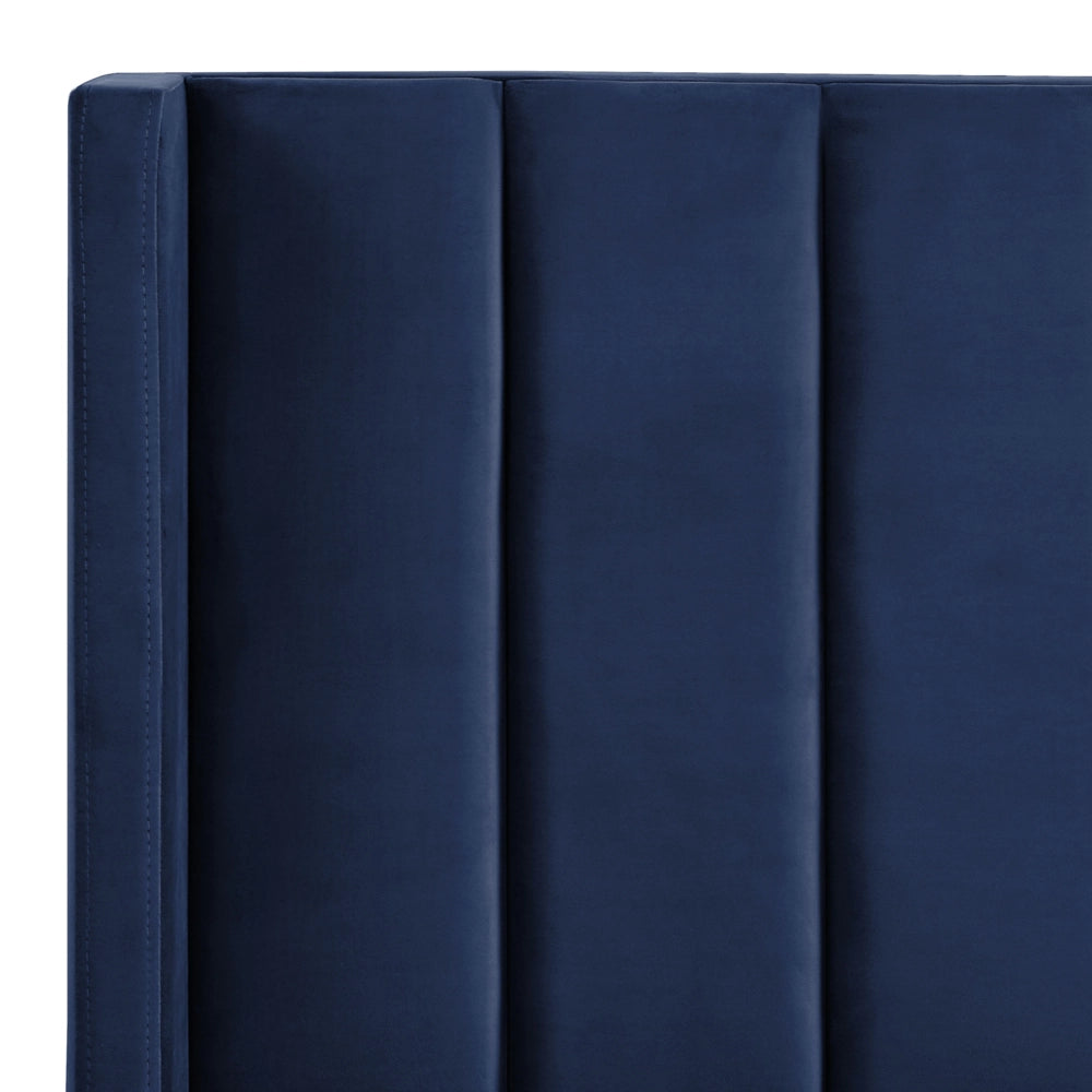 Letto matrimoniale con doghe 160 x 200 cm velluto di colore blu marino stile glam moderno