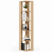 Libreria Angolare 5 Ripiani in Legno Quercia Scaffale Salvaspazio 34x34x161cm