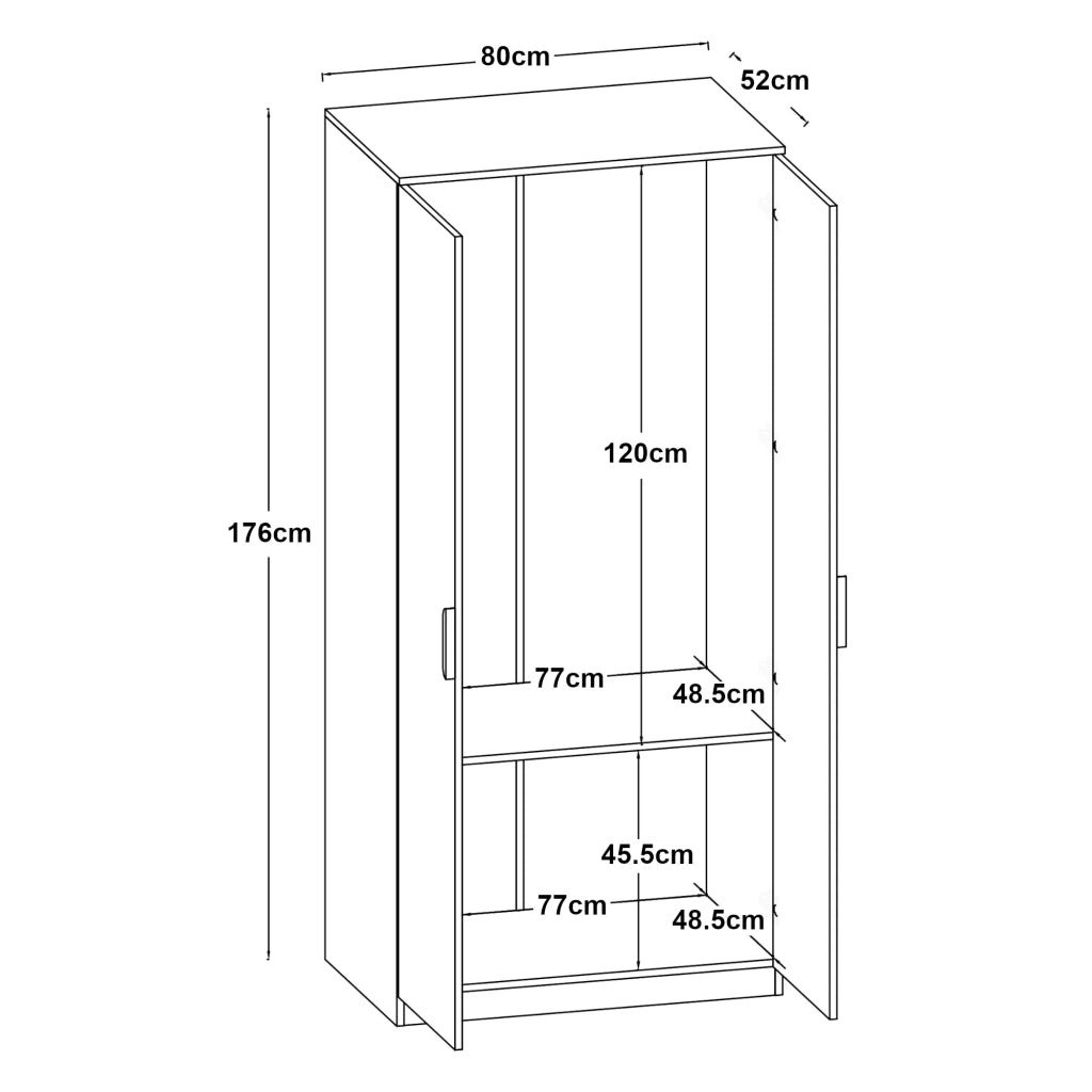Armadio moderno per camera da letto mobile contenitore senza tempo con 1 asta appendiabiti e 1 ripiano MDF 176 x 80 x 52 cm effetto rovere 03_0006372