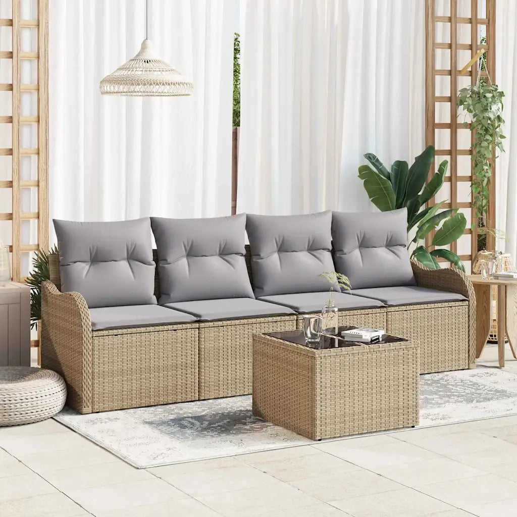 Set Divano da Giardino Beige polyrattan 3345570