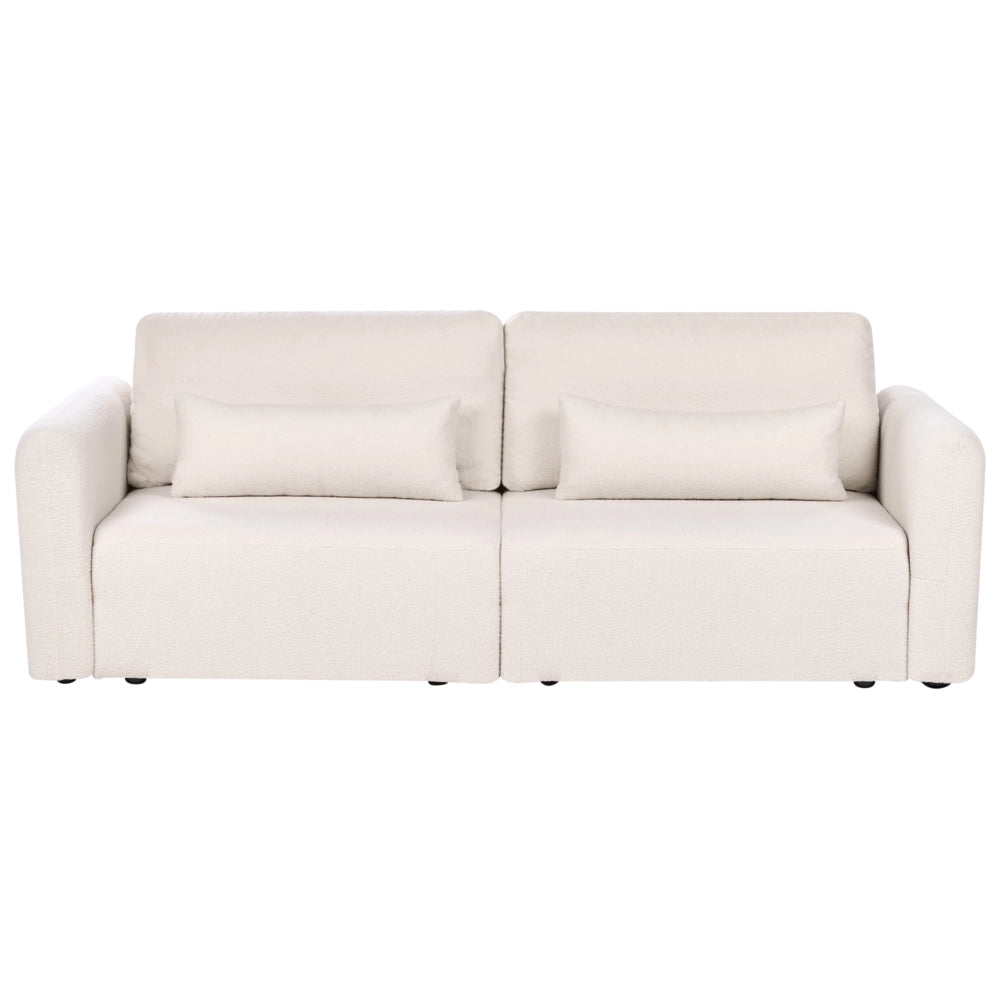 Divano letto a 3 posti beige bouclé imbottito con funzione letto cuscini aggiuntivi pieghevole