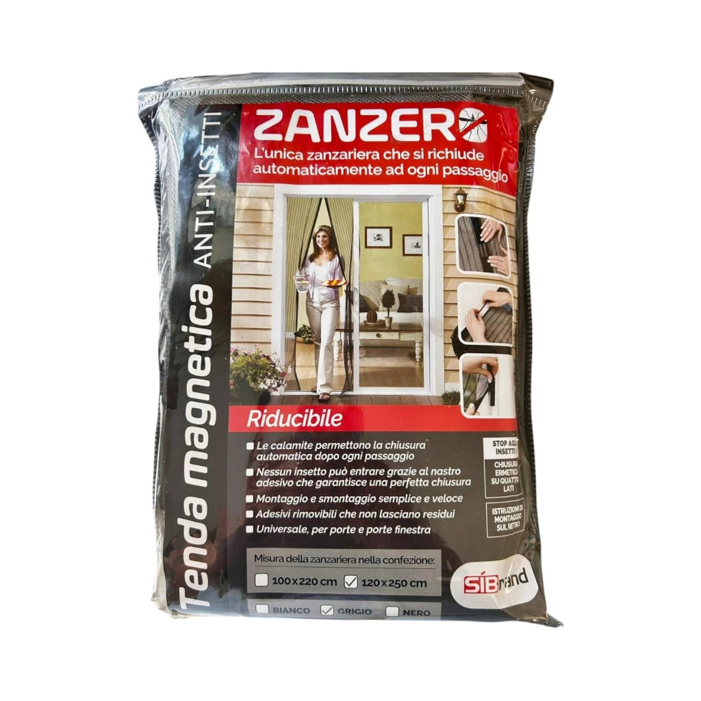 ZANZARIERA CON CHIUSURA MAGNETICA 120x250CM GRIGIA