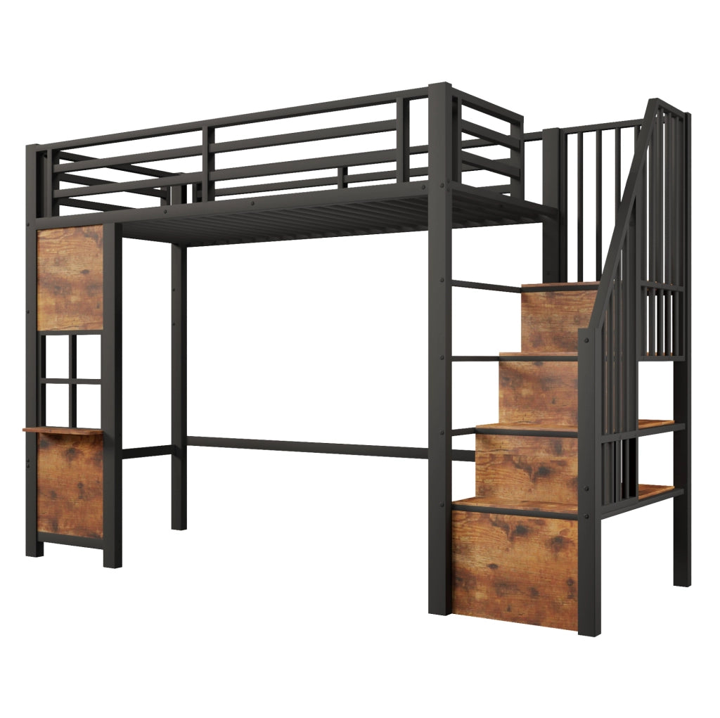 Letto a soppalco 90x200 cm con scala contenitore e area gioco