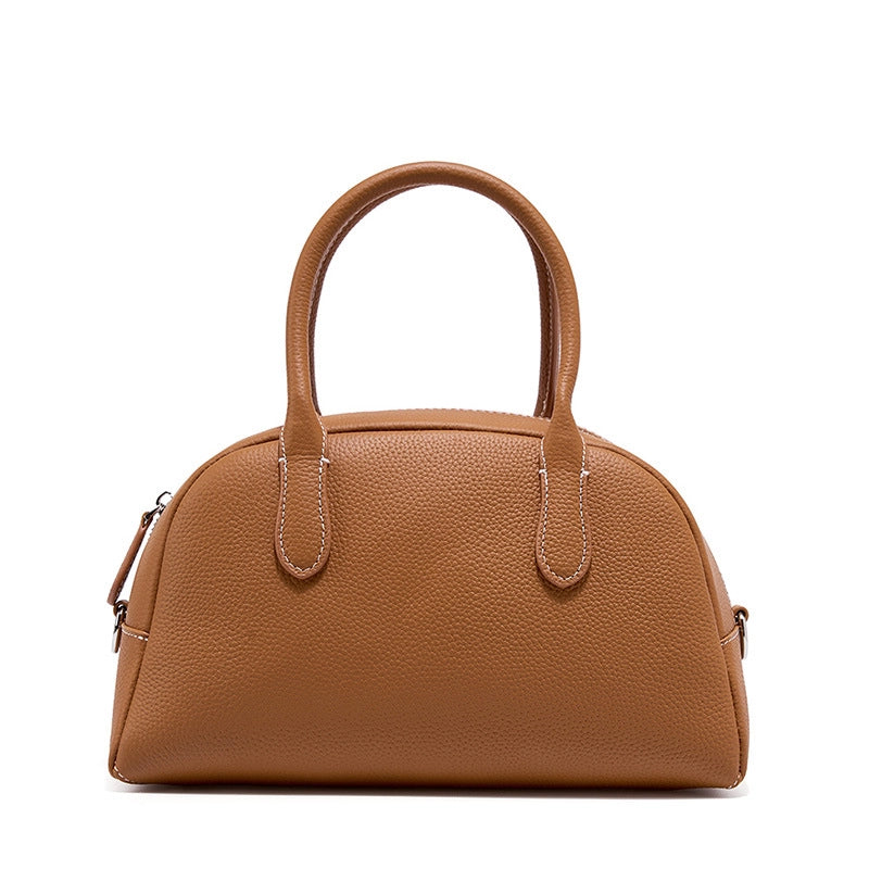 Borsa a tracolla piccola in vera pelle da donna, colore marrone.