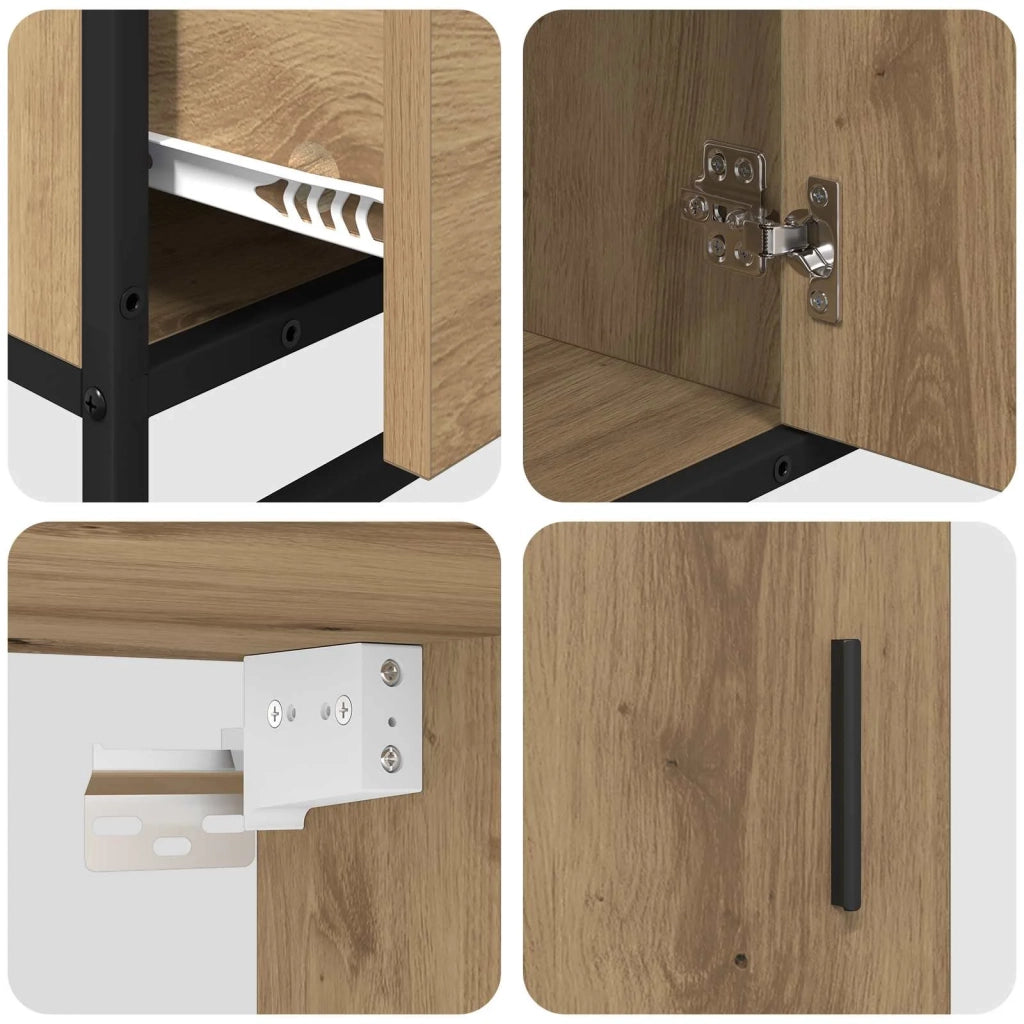 Set di mobili per il bagno con porta 3 pcs Rovere artigianale