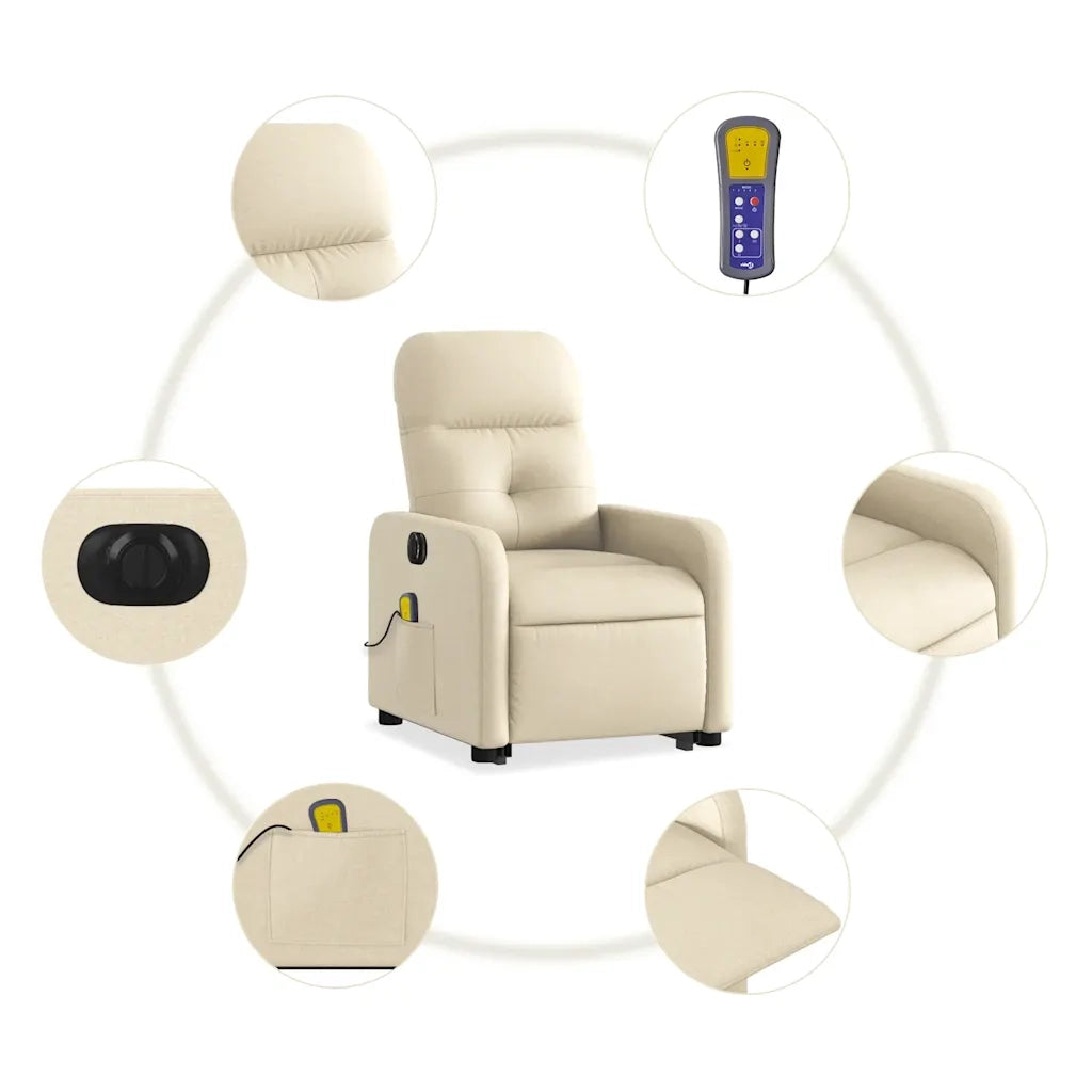 Poltrona Alzapersona Massaggiante Elettrica Crema in Tessuto 3206830