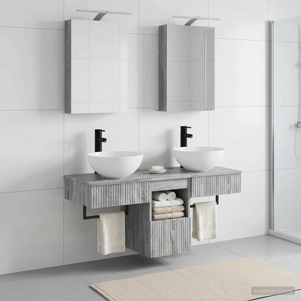 Set di Armadi da Bagno 5 pz Sonoma grigio Legno ingegnerizzato 3406276