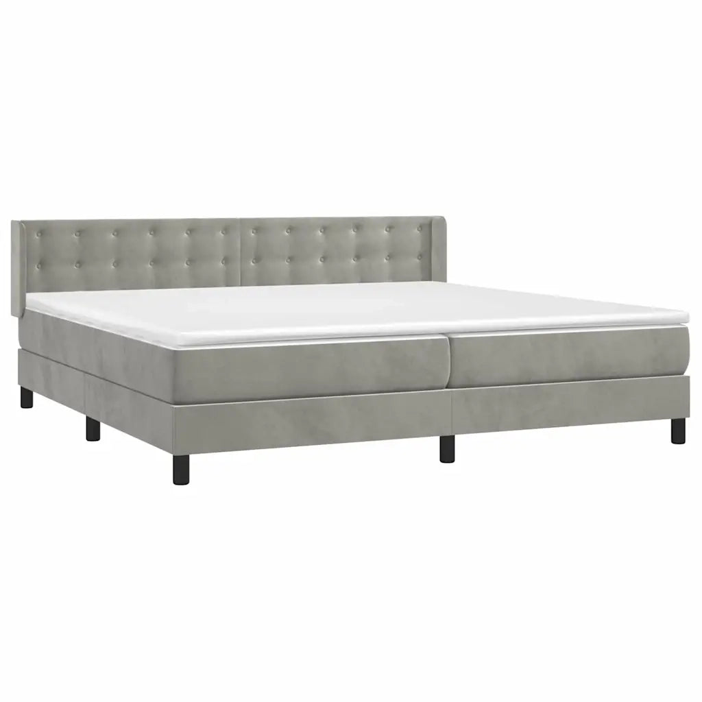 Giroletto a Molle con Materasso Grigio Chiaro 200x200cm Velluto 3131219