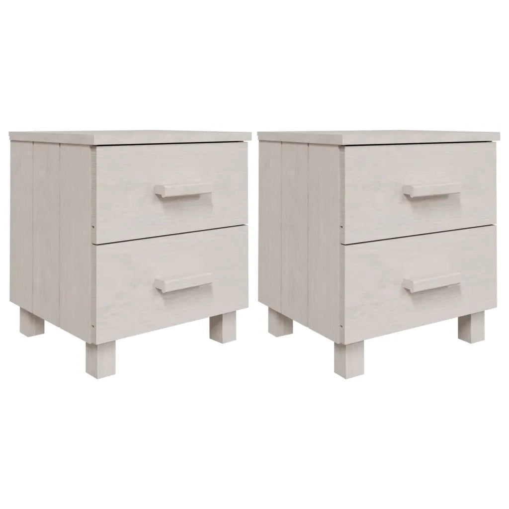 Set di 2 Comodini | Armadio da Notte | Mobiletto da notte HAMAR Bianchi 40x35x44,5 cm in Legno di Pino
