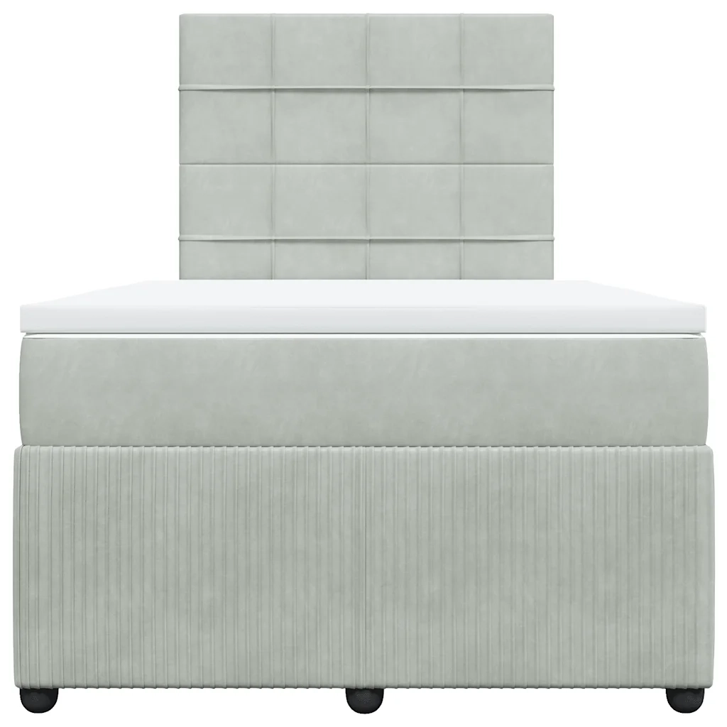 Giroletto a Molle con Materasso Grigio Chiaro 120x200cm Velluto