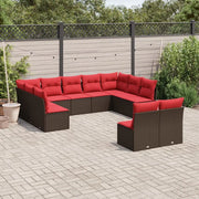 Set Divani da Giardino 11 pz con Cuscini Marrone in Polyrattan 3218354