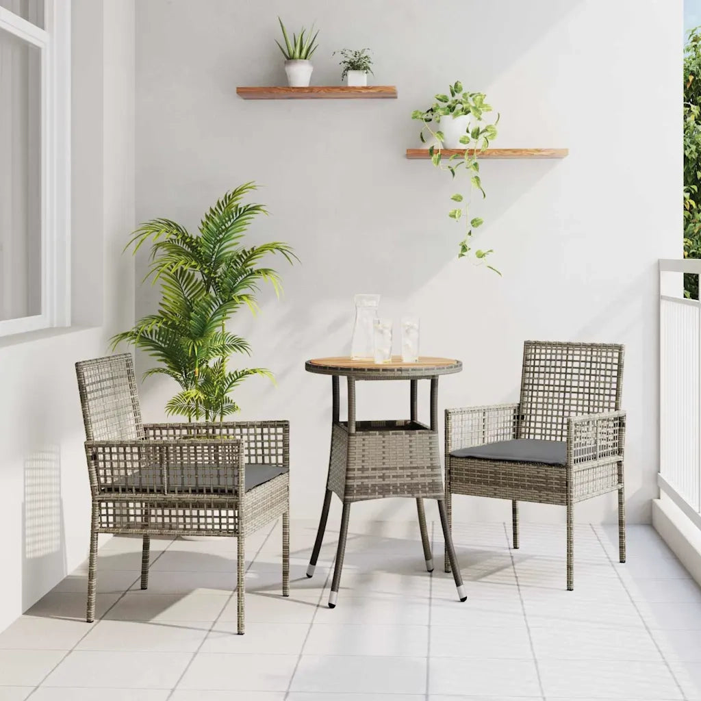 Set da Pranzo per Giardino 3 pz | Set Salotto da Giardino Grigio polyrattan