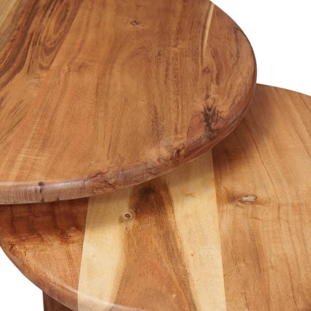 Tavoli da Caffè Nido 3 pcs Marrone Legno di Acacia Massello