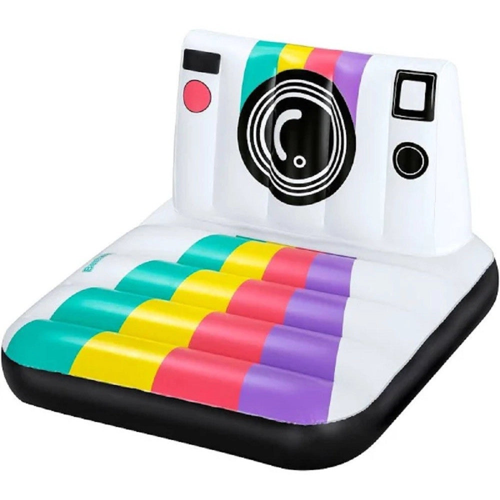 Trade Shop - Poltrona Materassino Gonfiabile Fashion Polaroid Vintage 127x102cm Piscina 43656 -