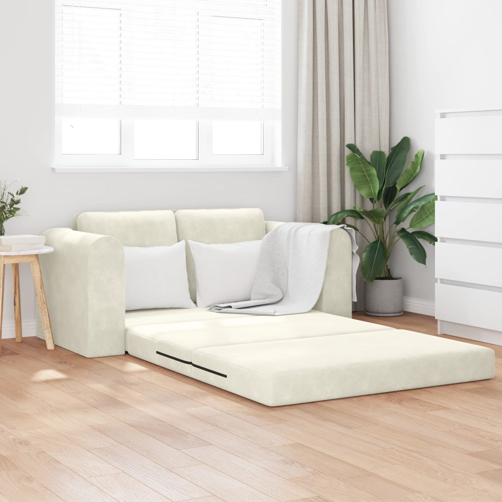 Divano a Letto 2-in-1 Panna 148x71x83 cm in Velour