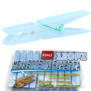 Trade Shop - Set 120 Pezzi Mollette Pinze Bucato Panni Plastica Extraforte Azzurre Biancheria -