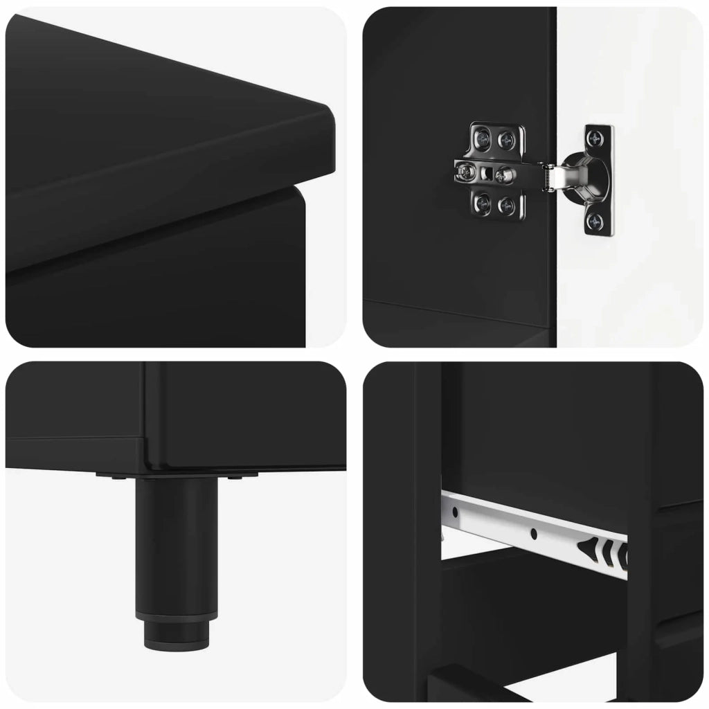 Mobiletto da bagno Nero 60 x 35 x 80 cm Legno ingegnerizzato