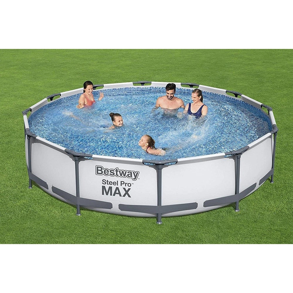 Trade Shop - Set Piscina Fuori Terra Rotonda Steel Pro Max 366x76cm 6473lt Pompa Filtro 56416 -