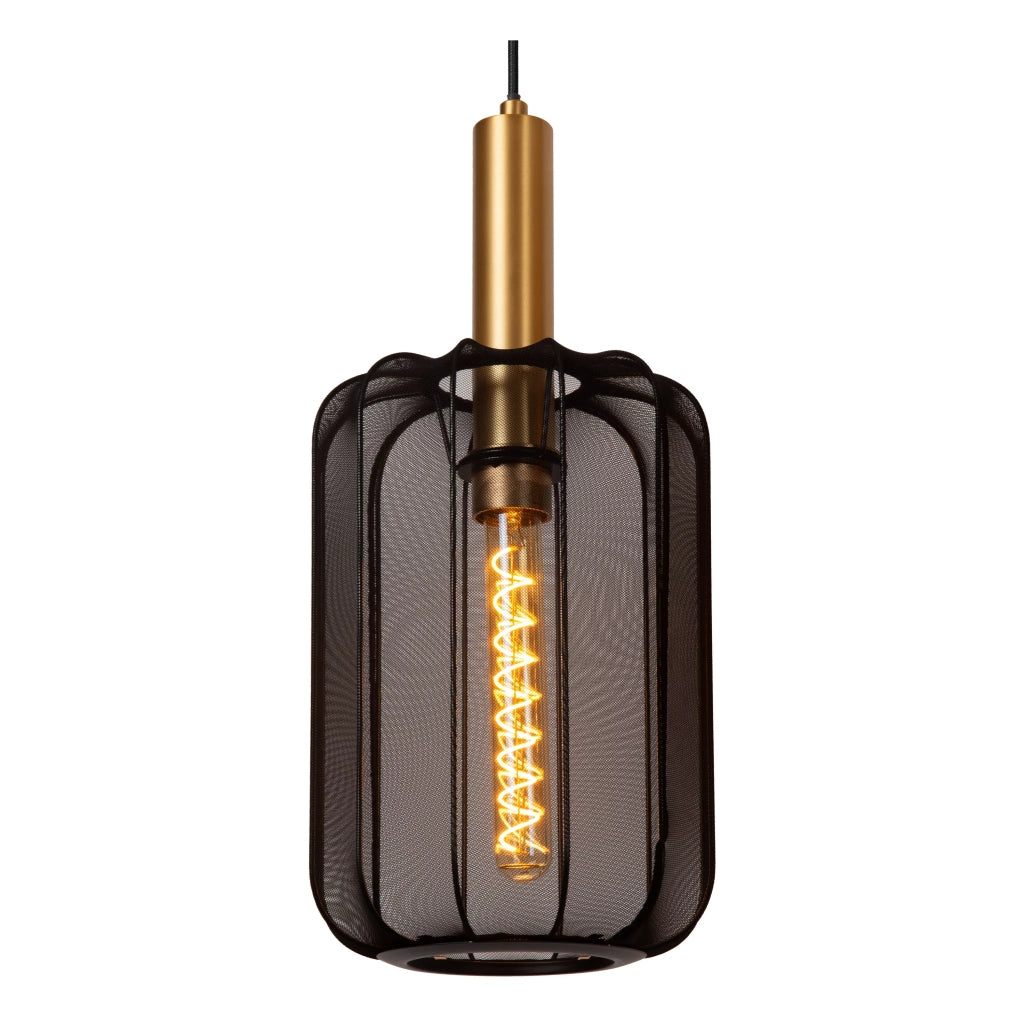 Lampada a sospensione Lucide Corina nera oro 3xE27
