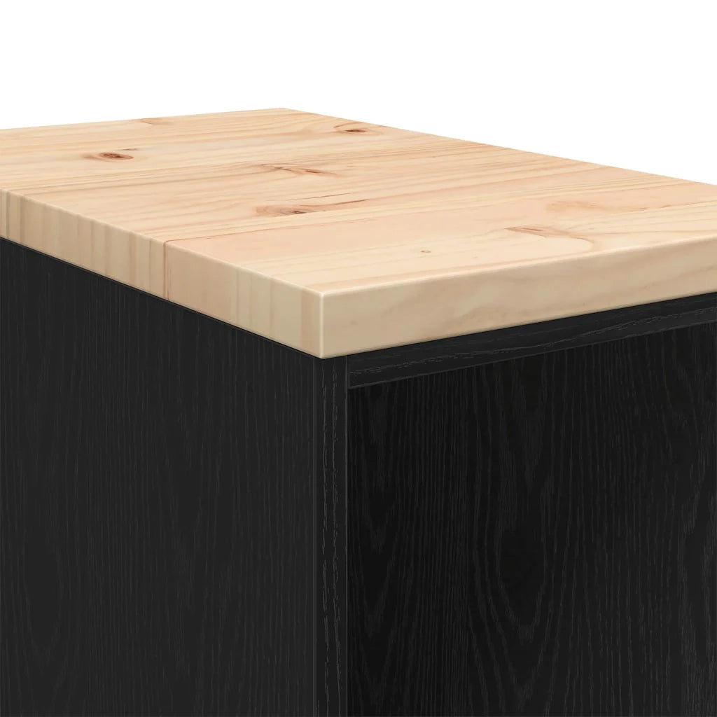 Armadietto da Garage Nero 30x51x85 cm in Legno Massello di Pino CFW7708751