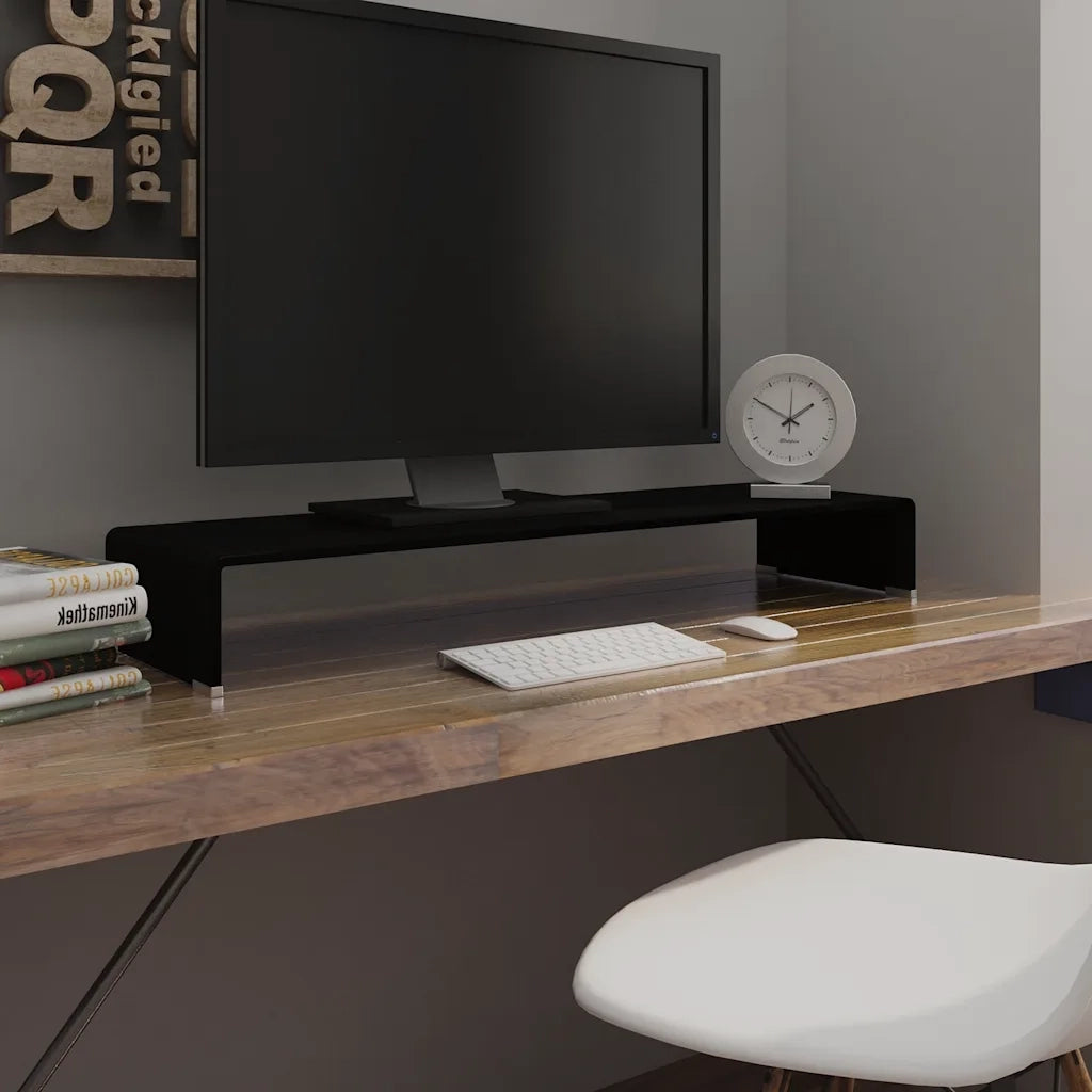 Mobile/Rialzo Porta TV-Supporto per TV in Vetro Nero 100x30x13 cm