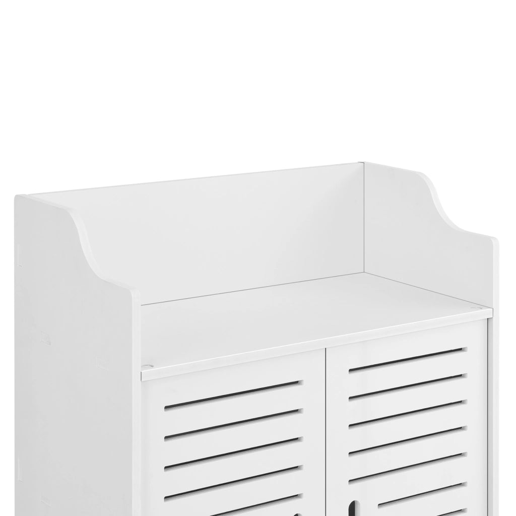 Armadietto da Bagno a Terra con 2 Ante e Ripiani 62 x 45 x 25 cm Mobiletto Armadio da Bagno con Sportelli di Design - Bianco
