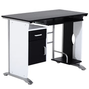 EasyComfort Scrivania per Computer con Ripiano, Cassetto e Armadietto, in MDF e Ferro, 100x52x75 cm, Bianca e Nera