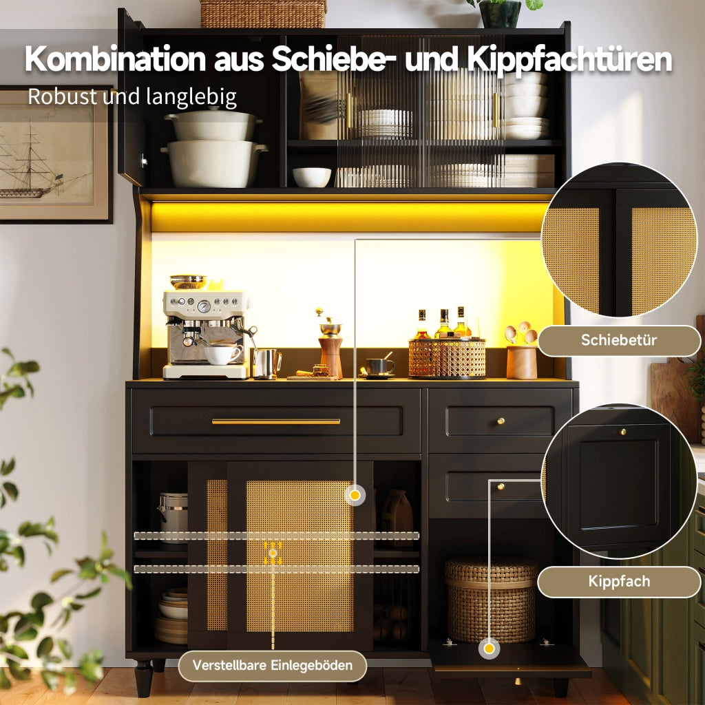 ARMADIO ALTO con LED e ante scorrevoli 120x45x195,5 cm Nero MDF