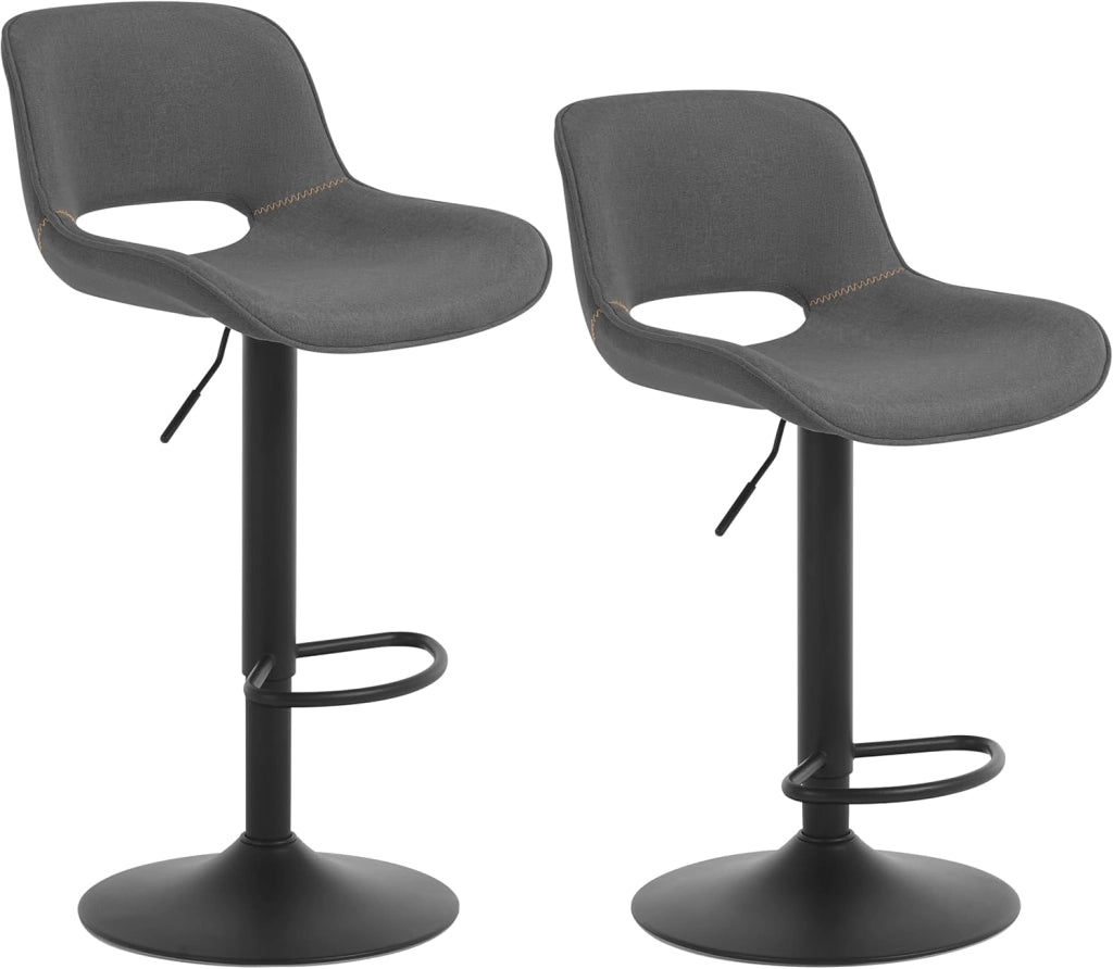 Set di 2 Sgabelli da Cucina, Sedie da Bar in PU, Sgabelli Altezza Regolabile, con Schienale, Seduta Imbottita Girevole a 360°, per Bistrot, Pub, Base in Metallo, Marrone