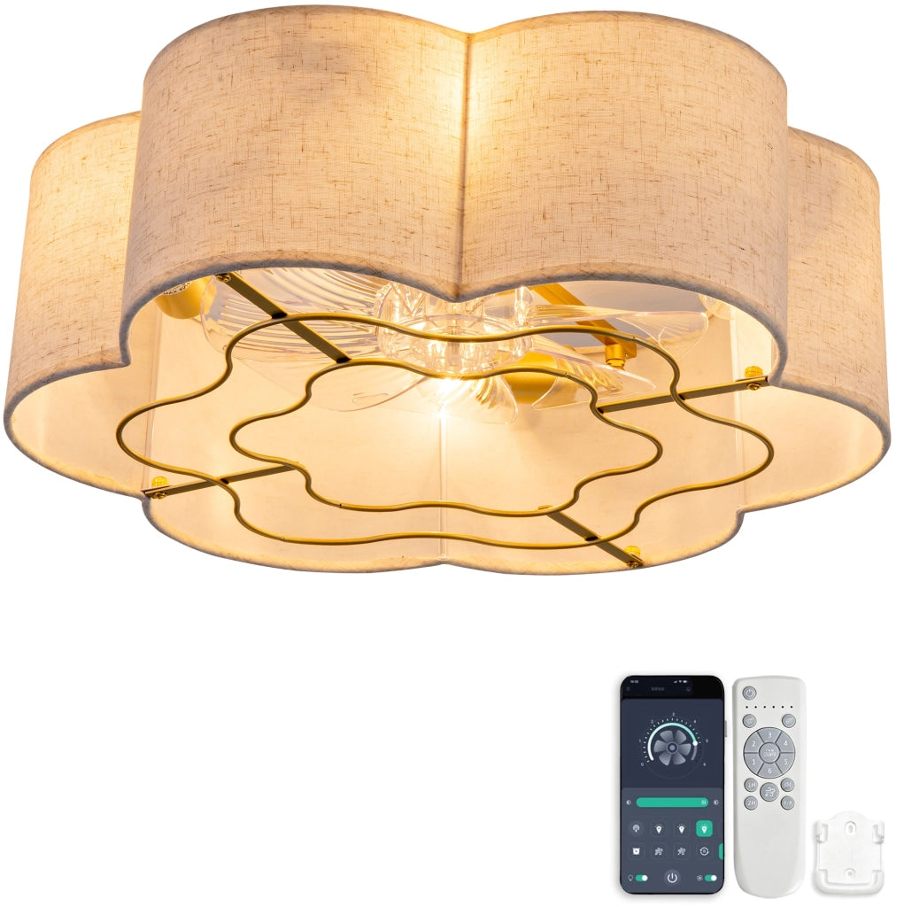 Ventilatore da soffitto con luce, controllo App e telecomando, 6 velocità, rame