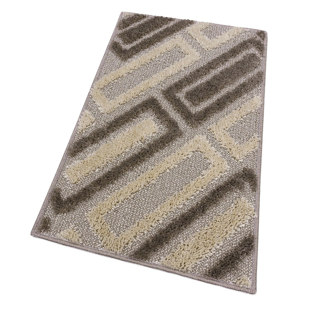 Tappeto Bagno 50x80 Cm Moderno Morbido Soffice Assorbente Asciugapassi Antiscivolo Lavabile Beige