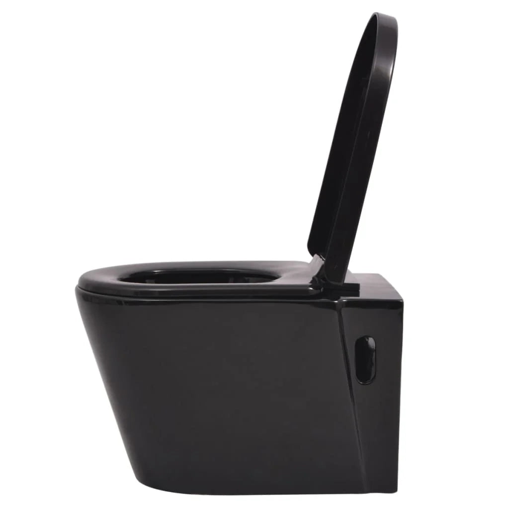 Copriwater bagno in ceramica a parete vaso sospeso nero 02_0003573