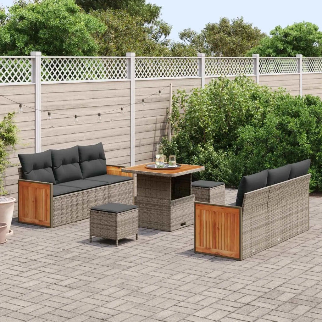 Set Divano da Giardino con cuscino 9 pcs Grigio 3363128