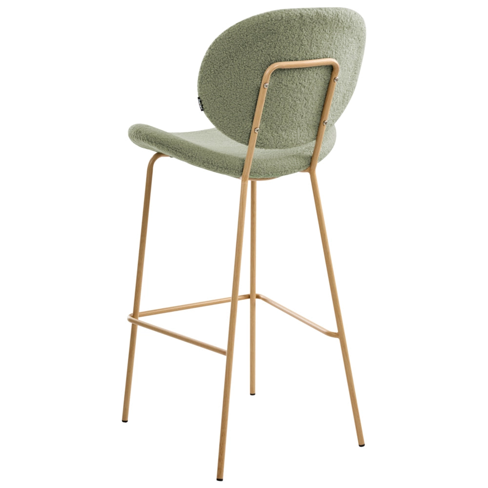 Set di 2 sedie con gambe senza braccioli Bouclè PU Gambe in ferro nero Design contemporaneo e retrò Sedute per la sala da pranzo verde chiaro