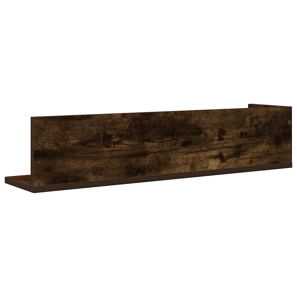 2 pz Mensole da Parete | Scaffali a Parete | Ripiano a parete Rovere Fumo 75x16,5x16,5 cm in Truciolato