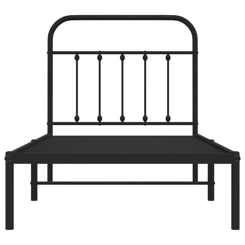 Giroletto con Testiera in Metallo Nero 80x200 cm 352569