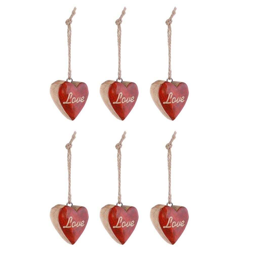Pendaglio di Natale in Legno a forma di Cuore Rosso Love