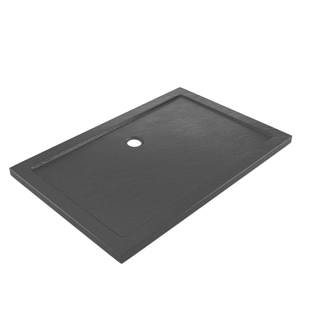 Piatto doccia 80x110 effetto pietra nero in acrilico altezza slim | Petra