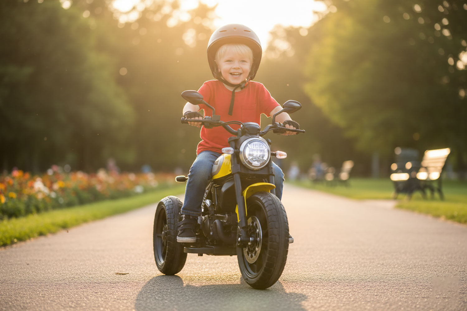 Moto Elettrica per Bambini Licenza Ufficiale Ducati Scrambler 12V 3,5Ah Giallo