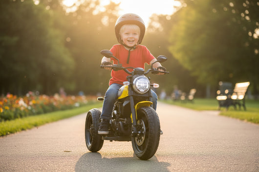 Moto Elettrica per Bambini Licenza Ufficiale Ducati Scrambler 12V 3,5Ah Giallo