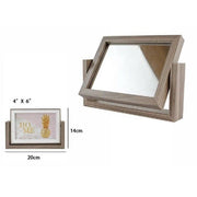 Trade Shop - Cornice Per Foto Fotografie Con Specchio 10 X 15 Cm Doppia Girevole In Legno -
