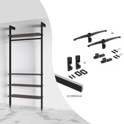 Kit di staffe per 1 ripiano in legno, 1 modulo e 1 asta di sospensione lunghezza 1m Zero, Zama, colore Grigio pietra v..