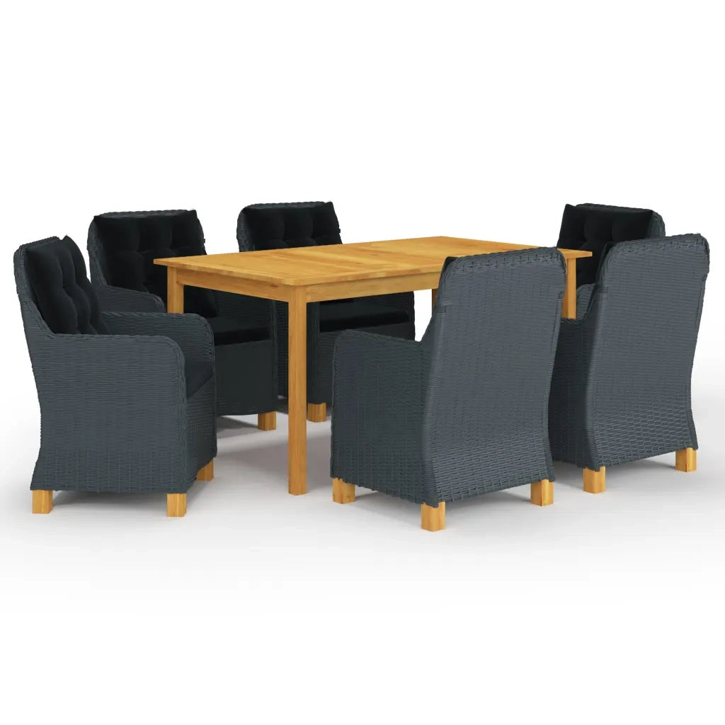Set Mobili da Pranzo per Giardino 7 pz Grigio Scuro cod mxl 36093