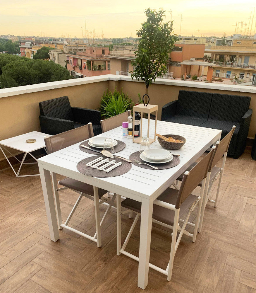 Tavolo Milo 150x90x74 h cm in Alluminio Bianco