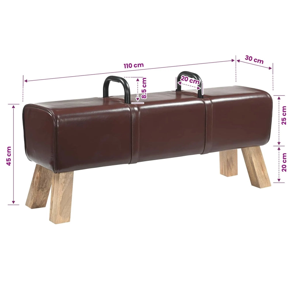panchina Marrone Scuro 110 x 30 x 45 cm Pelle Vera 42042119