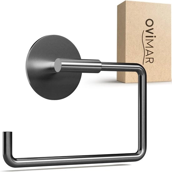 Sostegno per carta igienica senza forare, bronzo | adesivo self-levelante acciaio inox | sostegno per carta igienica senza coperchio | supporto per carta igienica con meccanismo softclose, materasso, da incollare | sostegno per carta igienica